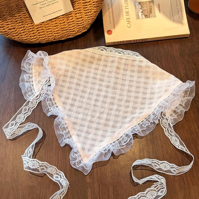 Süßes Spitzenbesetztes Dreieckiges Kopftuch Pastorales Stil Multi-Funktionaler Furzvorhang Gürtel Urlaub Strand Tägliches Lässiges Styling Dekoration
