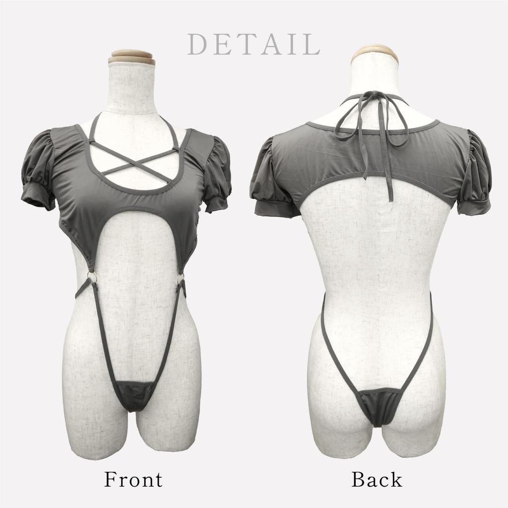 Sexy Lingerie Cosplay Sexy Erotic Extreme Pervert [Kirakira Punpunmaru] [Grey] High-cut Swimsuit-style Women's LIG-035