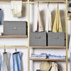 SONGMICS Storage Boxes with Lids, Foldable Storage Basket Bins with Handles, Clothes Toys Organiser, Grey
