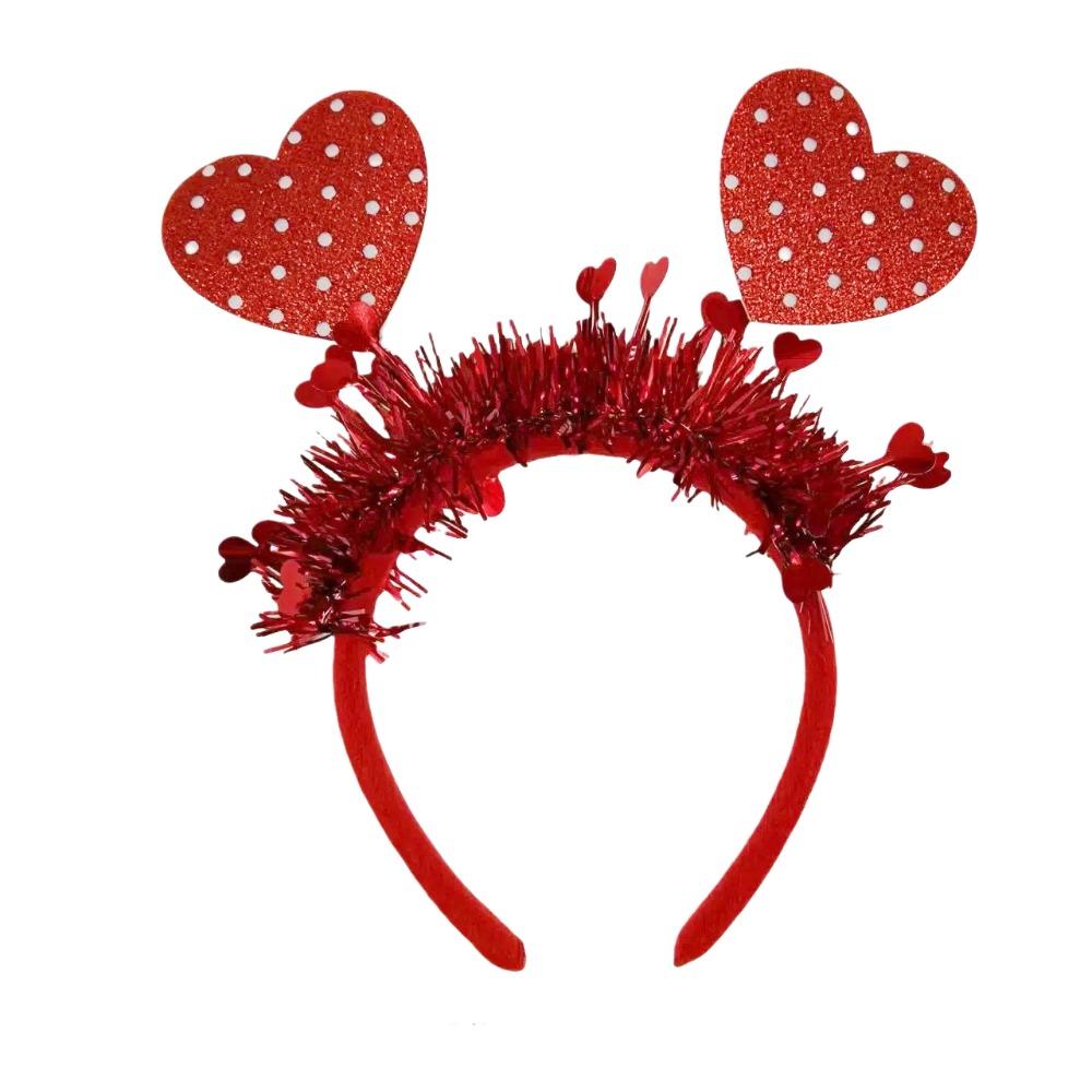 Sweet Headdress Valentine's Day Hair Hoop LOVE Sequins Red Heart Headband Red 22CM Shining Heart Hairband Men/Women