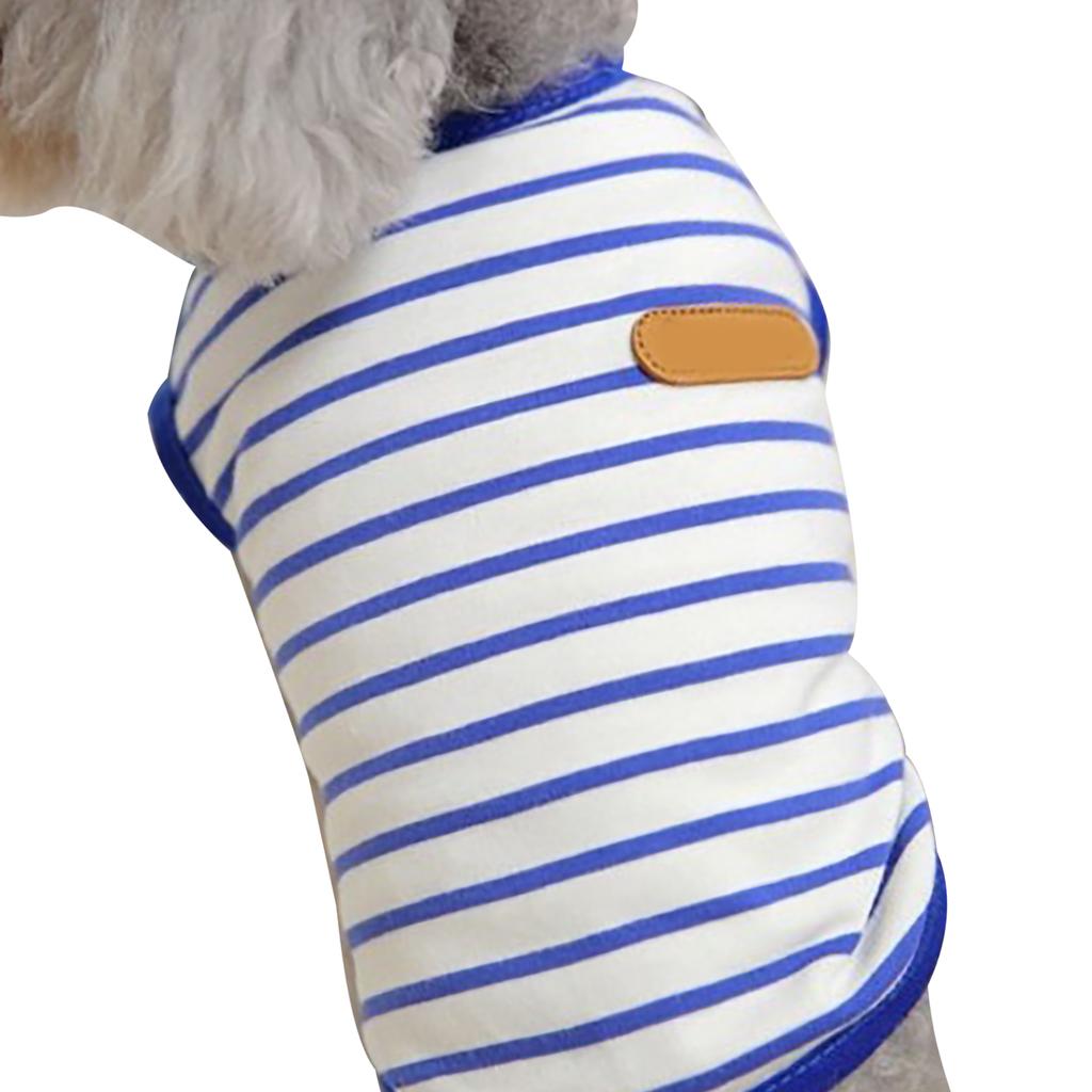 Dog Striped T Shirt Fashionable Soft Comfortable Stretchy Pet Vest for Bichon Frise Schnauzer Teddy Blue XL