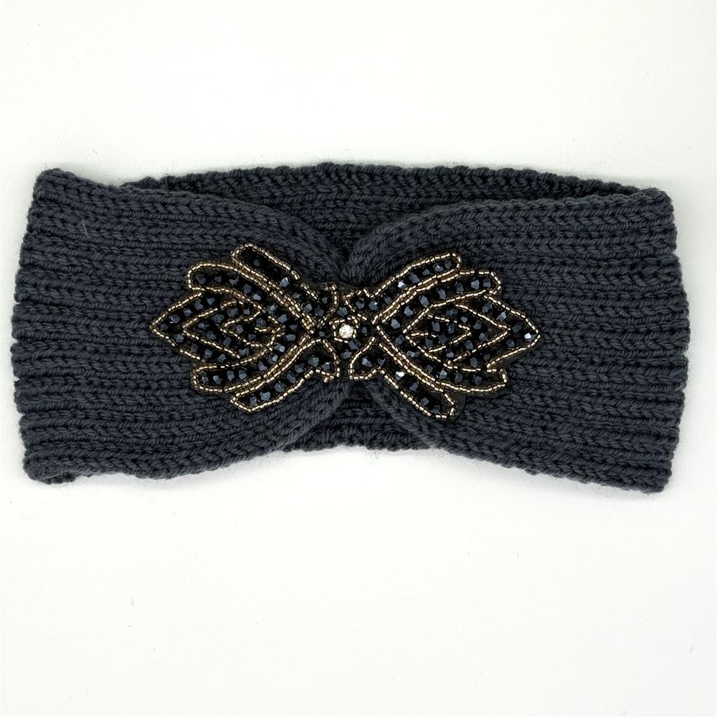Crystal Beaded Winter Knit Headband Warm Turban Headwrap Hairbands Wool Ear Warmer Headscarf Head Wear Hair Accessories for Women Bandeau Bandanas