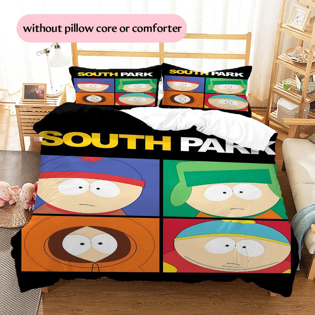 South Park Poster Pattern Bedding Home Decoration Birthday Gift ( 1 duvet cover + 2 pillowcase, without core),fan merchandise.