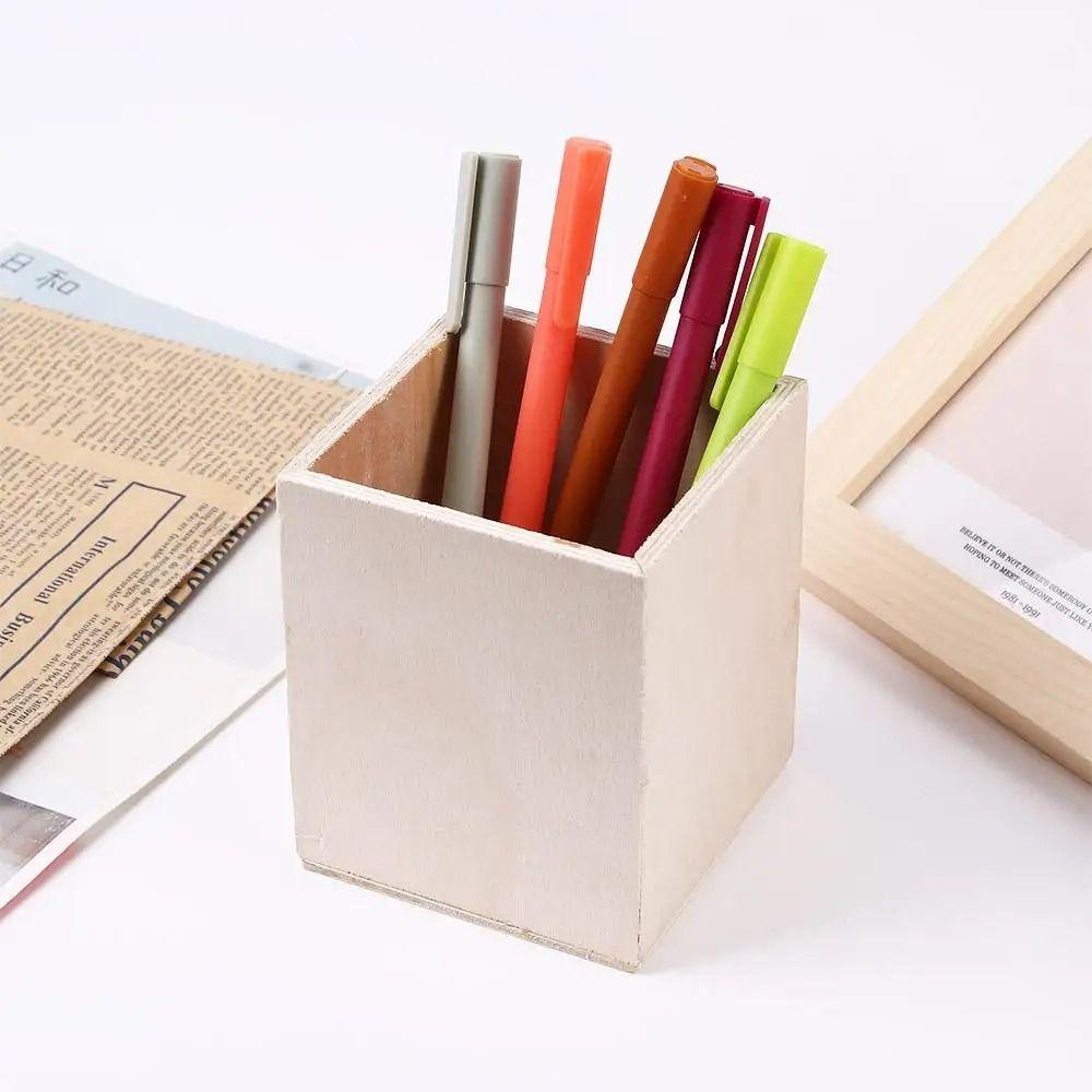 Large Capacity Wood Pen Pencil Box Organizer Pot Pencilcase Pencil Case Students Boys Girls