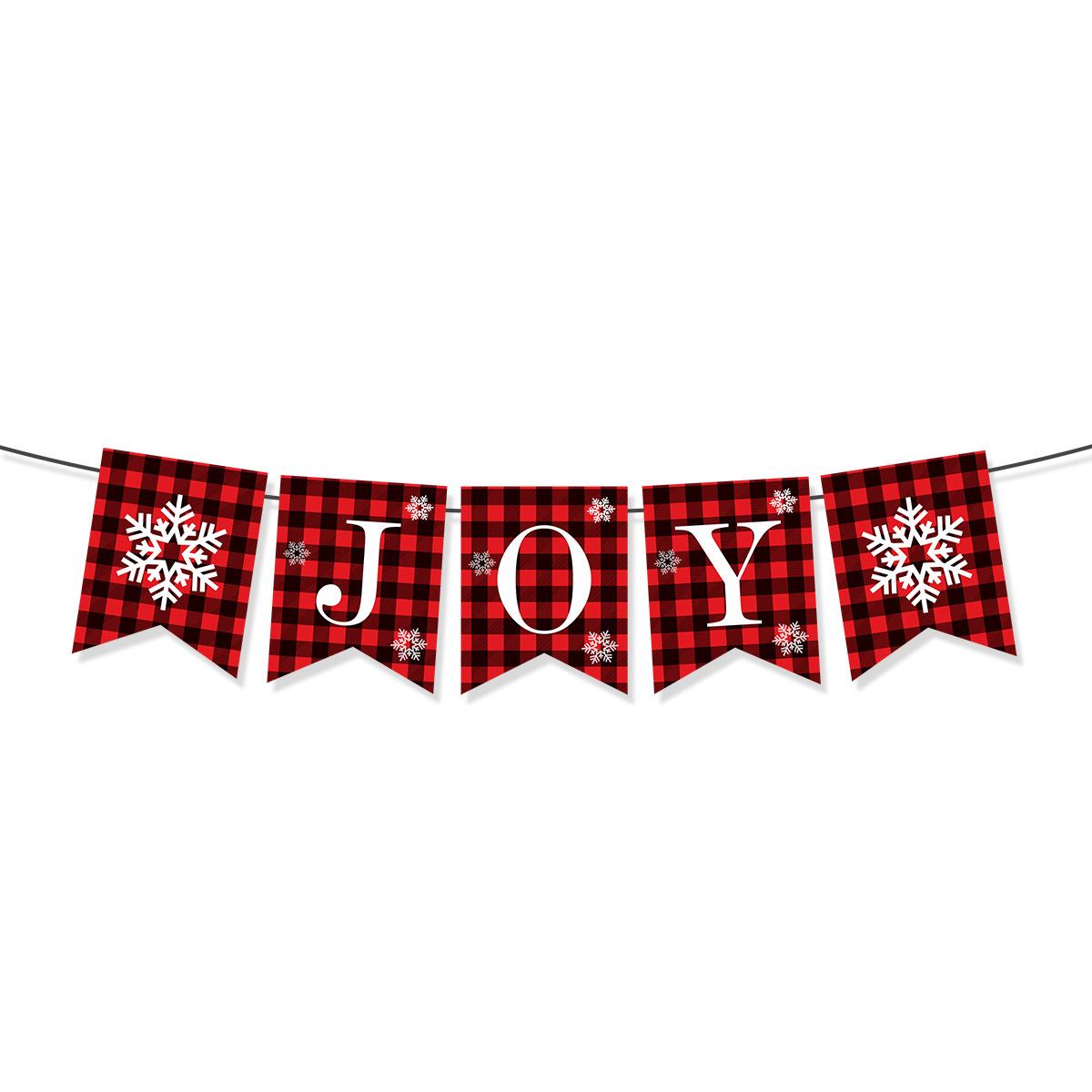 

Happy Holidays Red And Black Plaid Flag Snowflake Joy Tuxedo Flag Christmas plaid flag 1