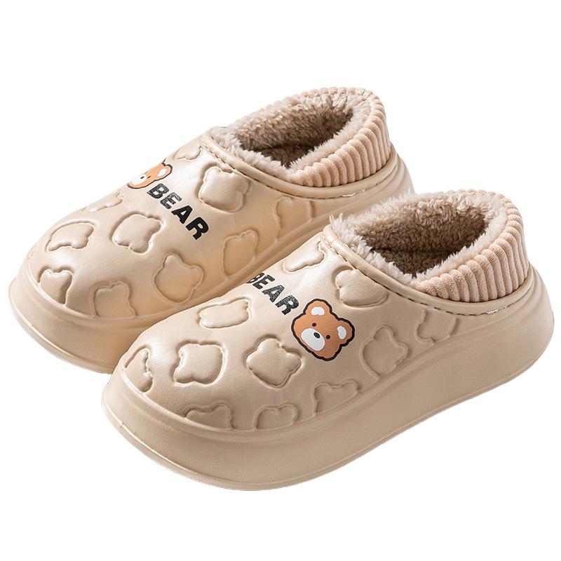 Waterproof Cotton Slippers Winter Shell Non-slip Velvet Eva Cotton Mop Warm Home Bag and Cotton Shoes
