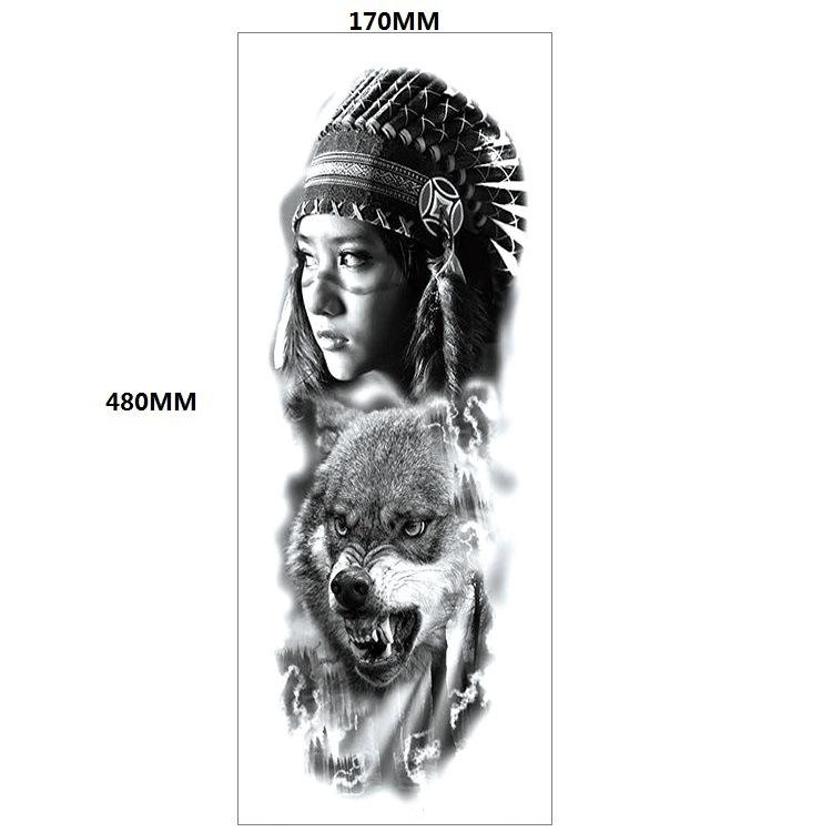 Lion Tiger Head Large Pattern Waterproof Full Arm Tattoo Sticker Flower Arm Large Pattern Water Transfer Wind Sticker