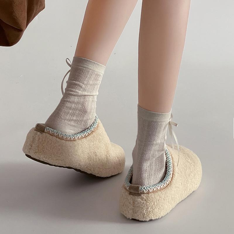 Simple wind soft bottom non-slip home indoor thick bottom bag head drag women's autumn retro wind casual exquisite lace cotton drag