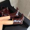 Design Pointed Toe Thin Heel Women Mordern Boots Fashion Slip On Party Shoes Modern Mid Calf Botas Para Mujer