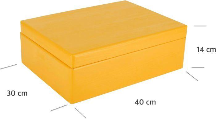 Boîte de Rangement en Bois - CREATIVE DECO - Jaune - 40 x 30 x 14 cm - Avec Couvercle - Brut Naturel