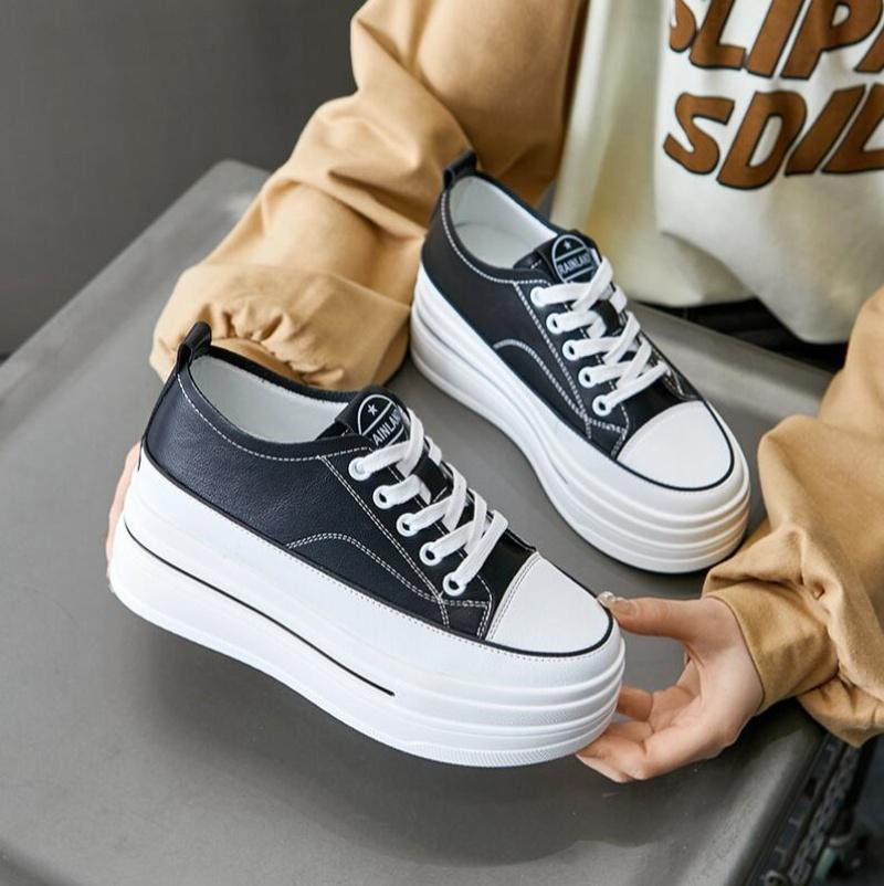 

Genuine Leather Vulcanize Summer High Brand Comfy Spring Autumn Platform Vulcanize Women Chunky Sneaker Loafer Shoes 40