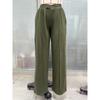 Fall Winter Women's Solid Color Elastic Waist Loose Straight Casual Trousers for Cross-border Trade