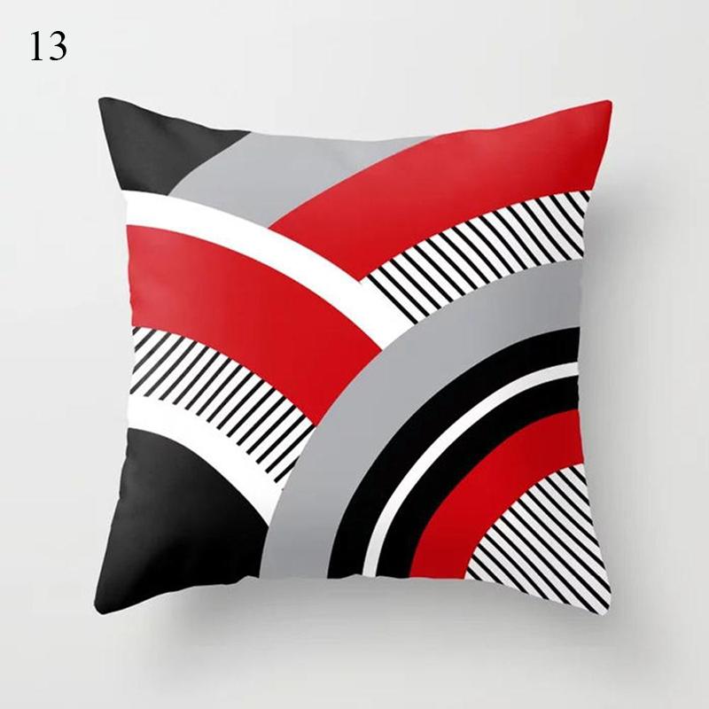 Home Decor Black Red Pillowcase Geometric Pattern Pillowcase Living Room Sofa Decor Cushion Covers Car