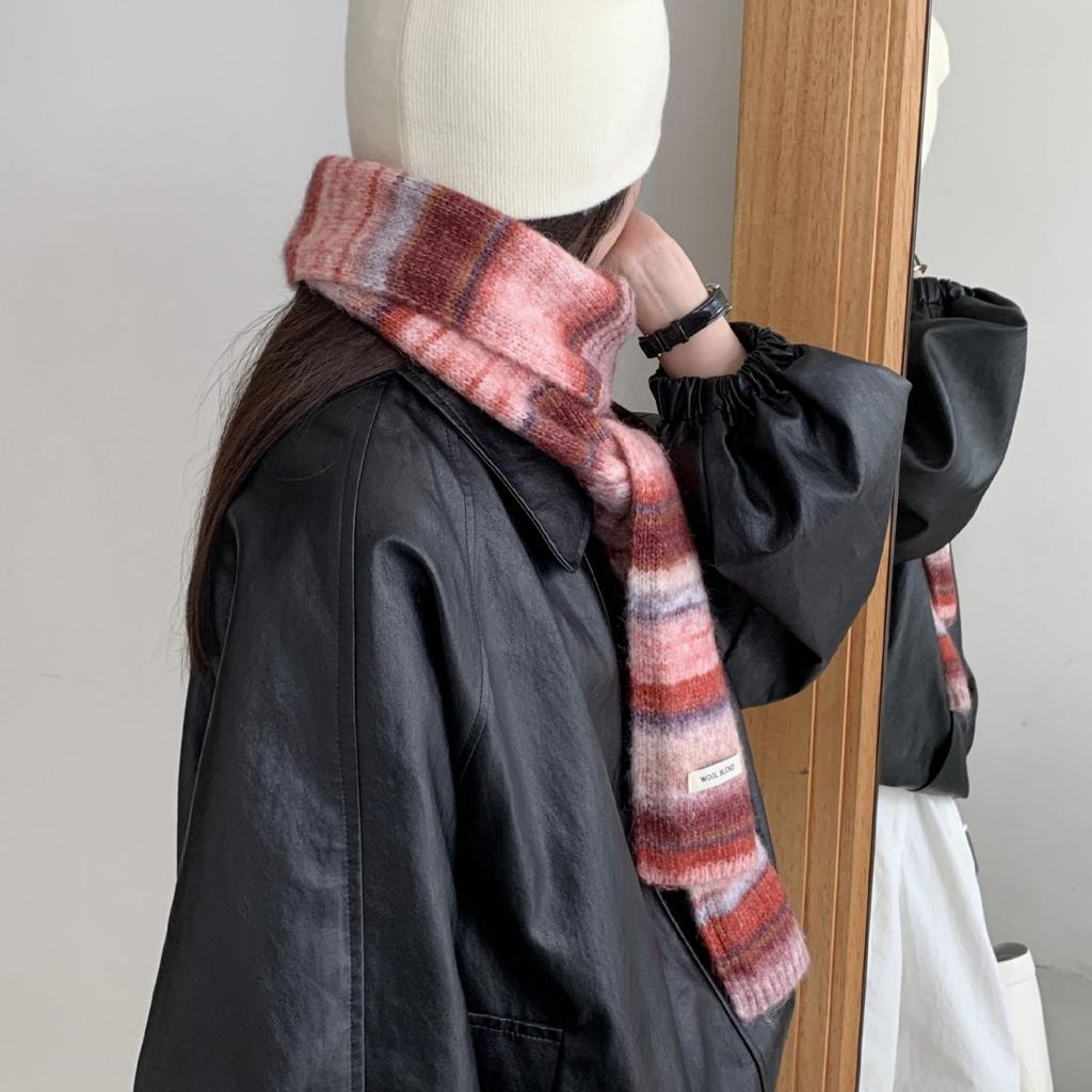 Autumn and Winter Scarf Women's Plaid Wool Blended Long Student Versatile Shawl Thickened Warm Scarf