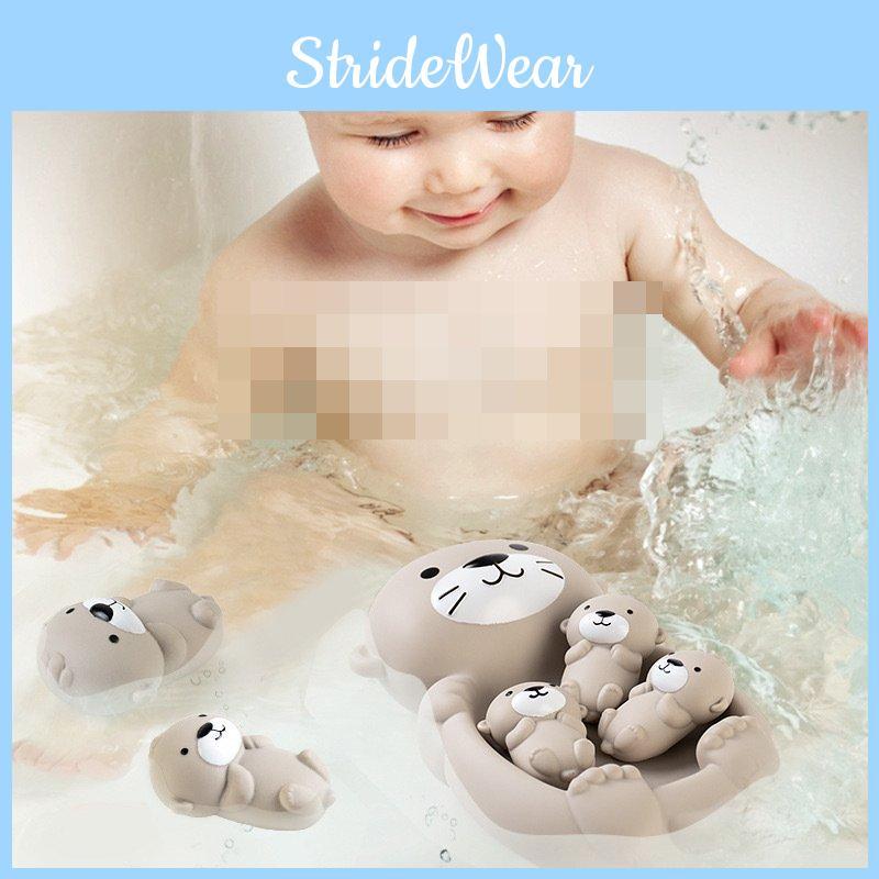 Adorable Floating Otter Bath Toy Set For Infants With Soft Rubber Material And Fun Design