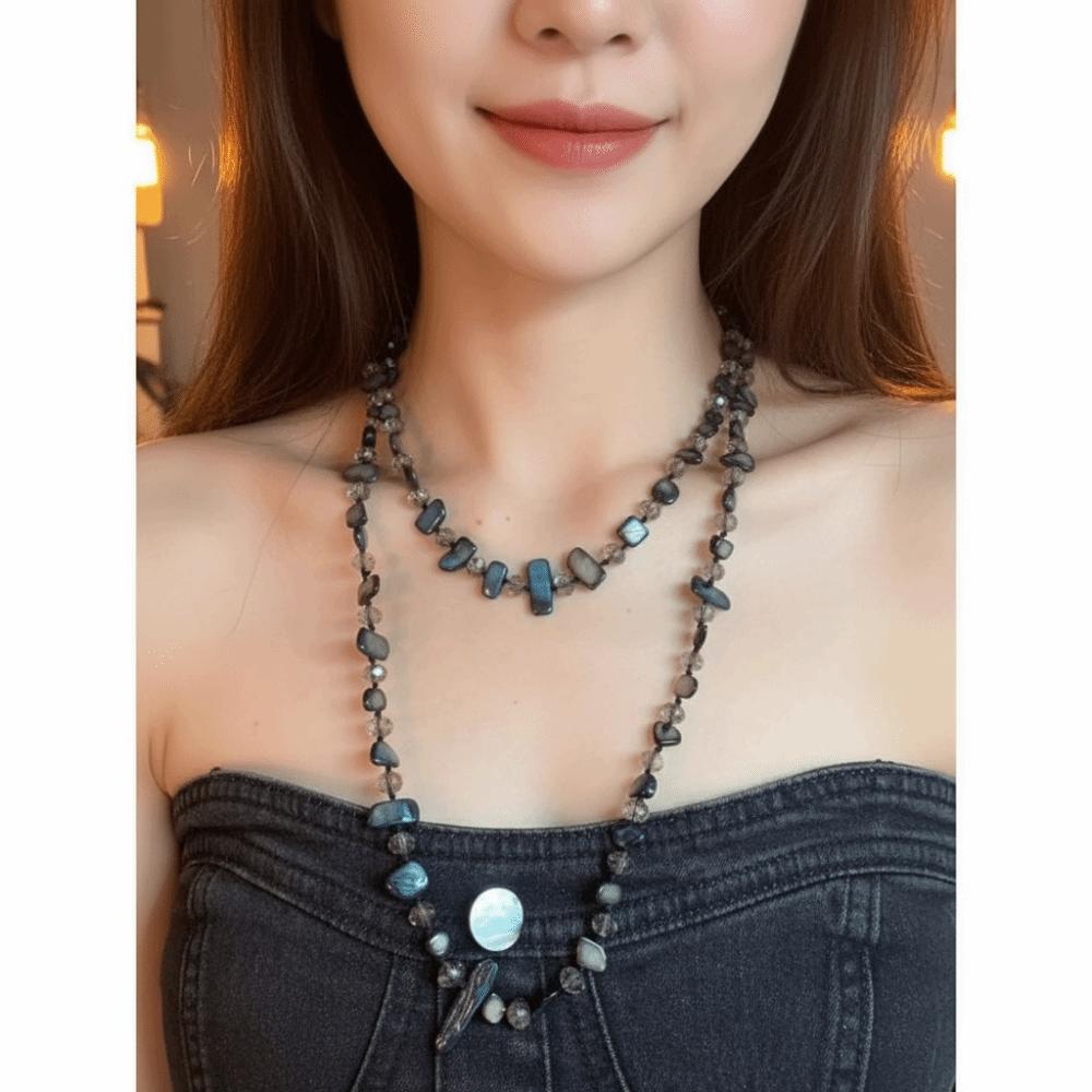 Shell Beaded Antique Necklace Bohemian Long Necklace Double Layers Necklace  Women Girls