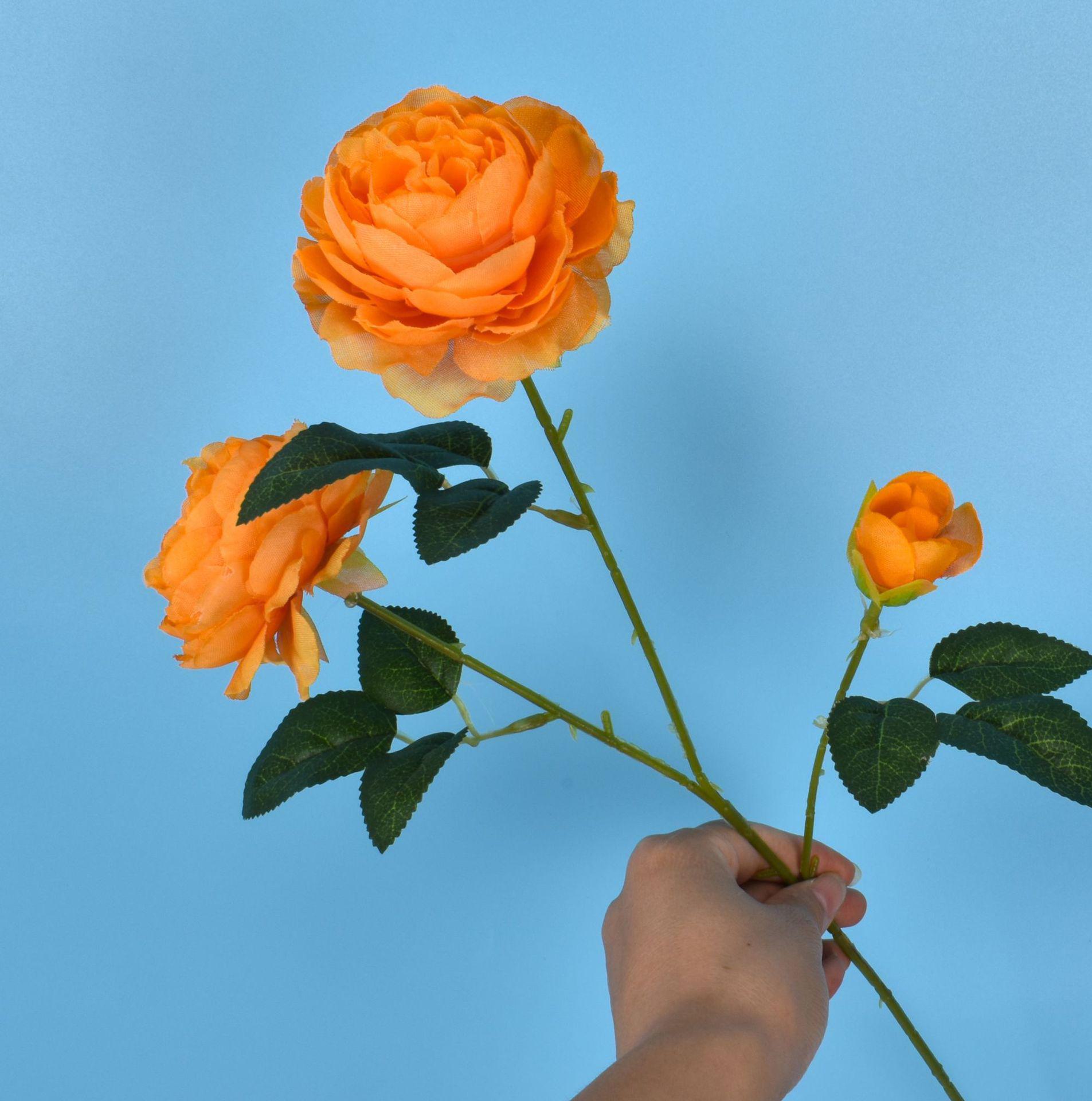 

Свадебная композиция из 3 пионов в европейском стиле - Искусственные шелковые цветы для домашнего декора оранжевый