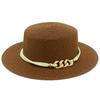 European and American spring and summer sunscreen metal buckle accessories sunshade jazz straw hat fashion celebrity vacation beach top hat