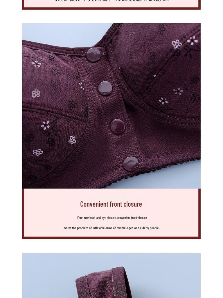 Wire-Free Front Closure Cotton Bras for Middle-aged & Elderly Moms - Plus Size Vest Style