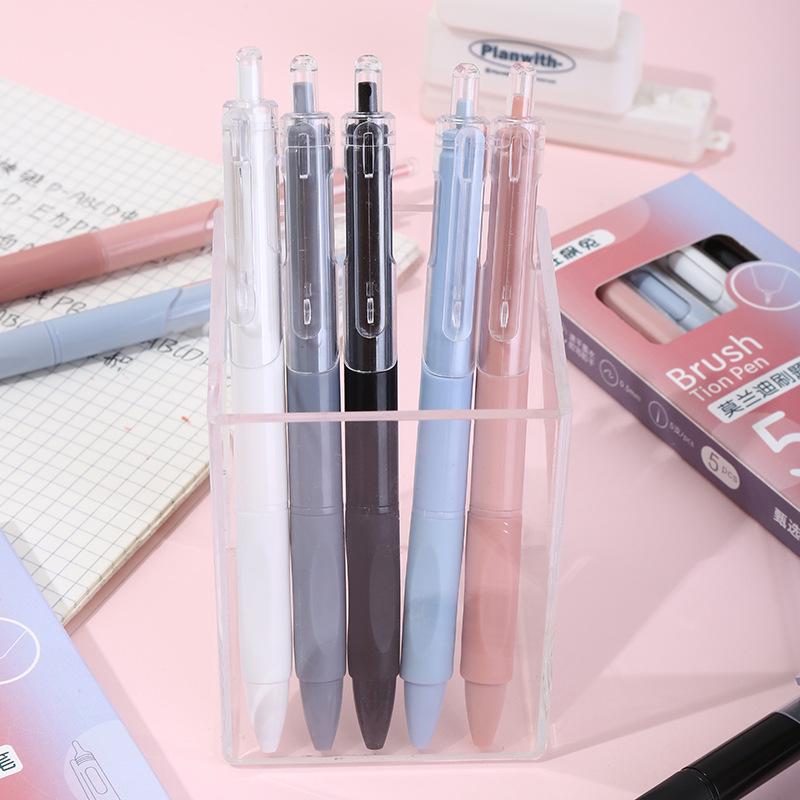 ST Head Morandi 5-Color Quick-Dry Pen Set - Ultra-Smooth, Leak-Proof Ink for Students