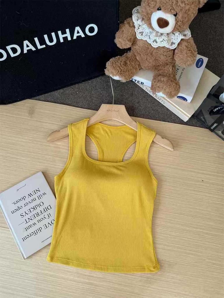 2025 Summer Women's Spicy American Candy Color Slim-Fit Square Neck Tank Top