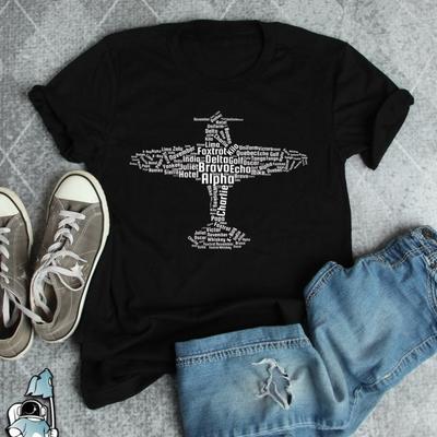 Aviation Phonetic Alphabet Shirts Pilot Plane Gifts Airplane Letters Printed Tshirt Tops Unisex Allmatch Street Fashion Tee