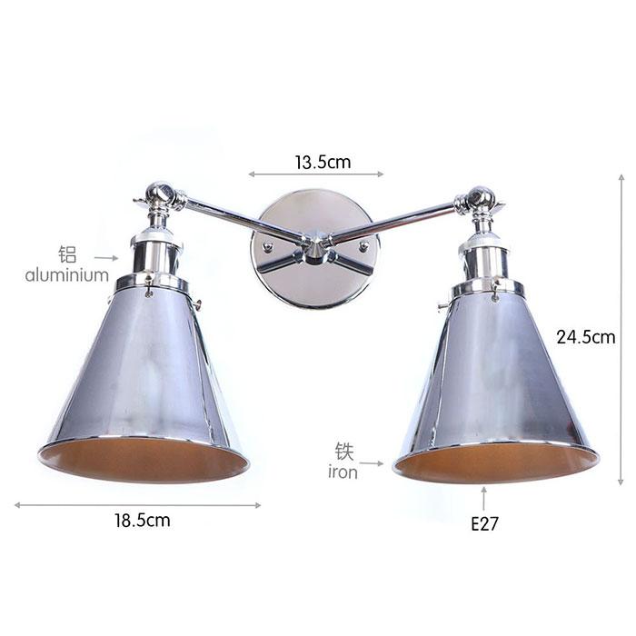 Vintage 2-Lights Wall Light Industrial Black Red Bronze Wall Sconce E27 Metal Shade Vanity Lamp Bathroom Mirror Lighting