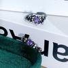 Dark Personality Thorn Love Purple Diamond Zir*****Pen Ring Retro Niche High Sense Stacked Ring Woman