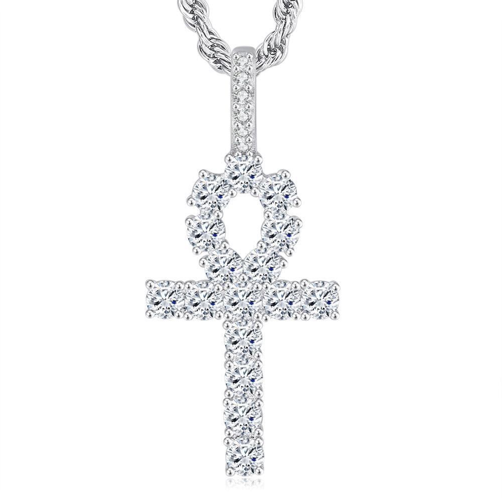 Hiphop Cross Pendant Necklace For Women Jewelry Female Statement Men Iced Out Chain Wholesale Gold Color Homme Jewellery HP003