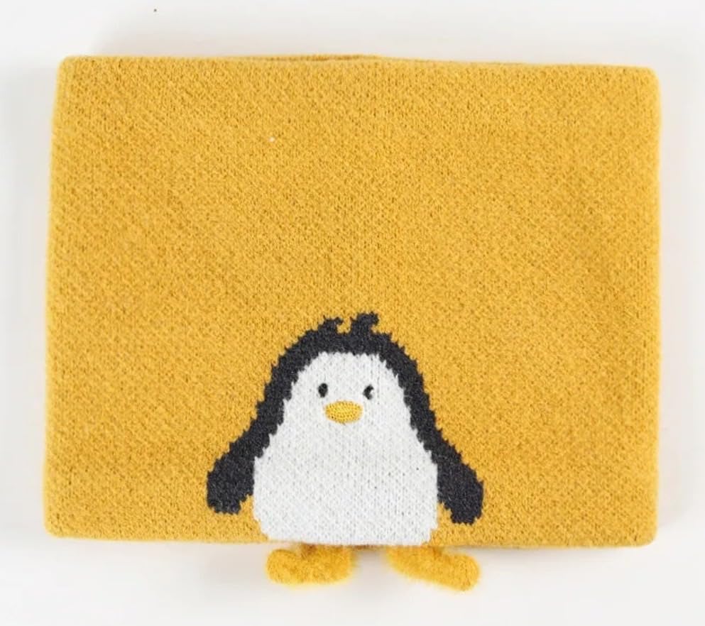 Baby Knit Neck Warmer with Winter Warm Penguin Design Number J.B.things Hat, Warmth, Scarf, Hat, (JP, Size, 50.0 Cm, Yellow)