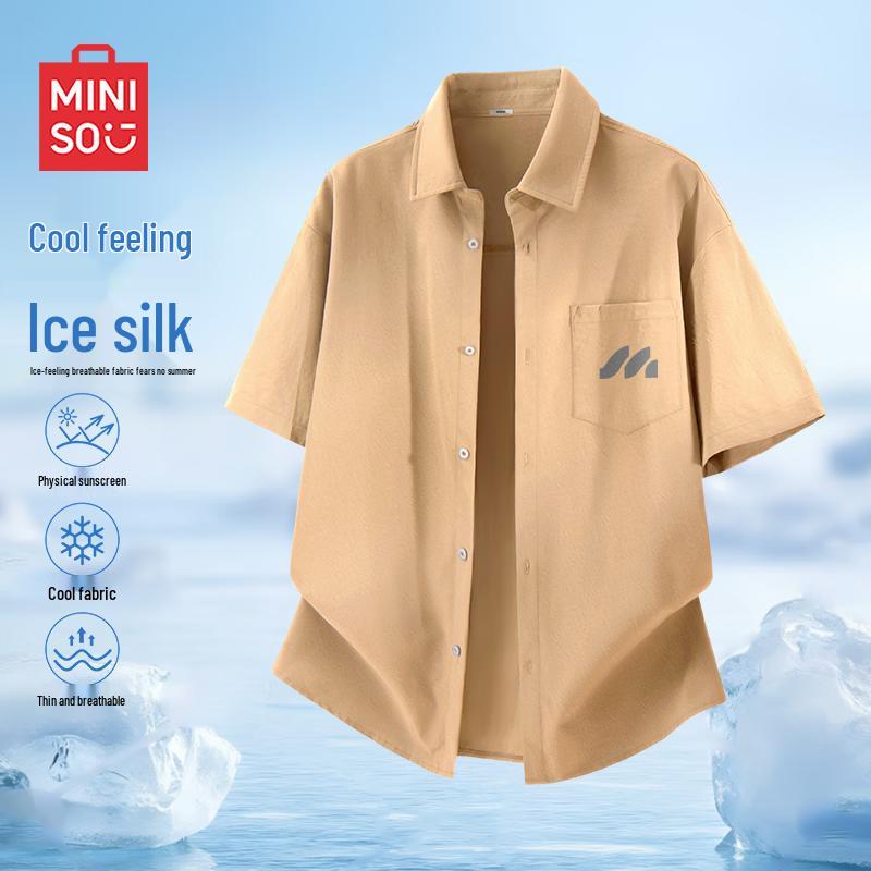 

MINISO Men s Ice Silk Breathable Short Sleeve Casual Shirt L