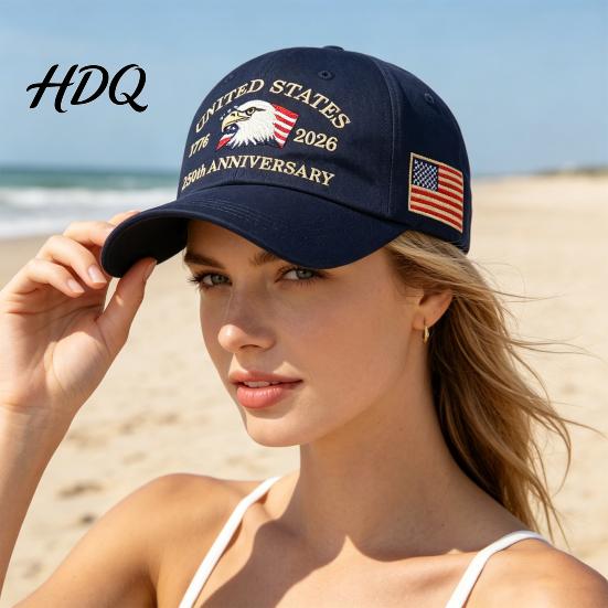 Memorial Day Baseball Cap Cap Vintage Worn Style Washed Denim Hat 250th Anniversary 1776-2026 Embroidered Patriotic Dad Adjustable Breathable