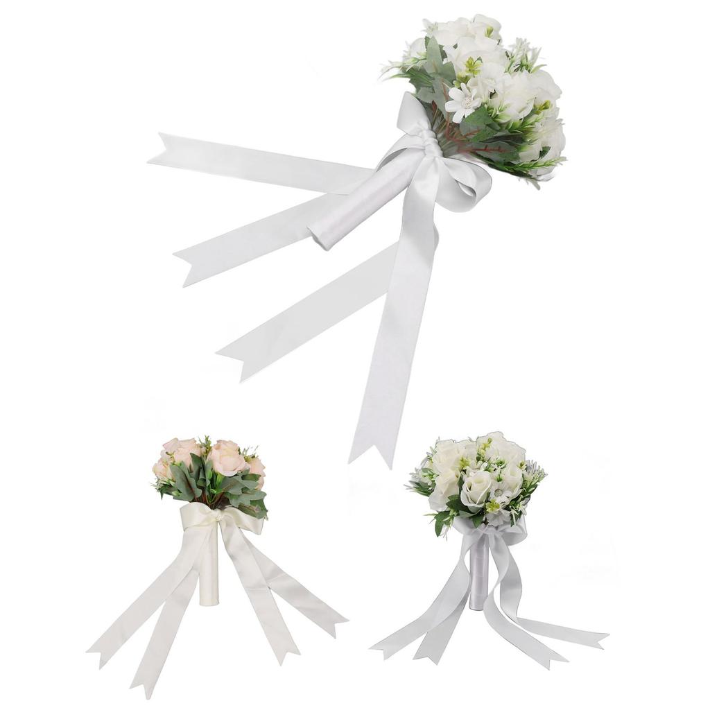 Wedding Bouquets Flower Hand Bouquet Silk Artificial Fake Flowers for Bride Wedding Party and Church