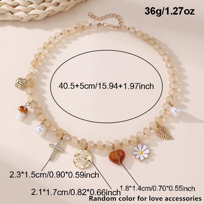 Bohemian Style Necklace With Heart Pendant And Geometric Zinc Alloy For Women