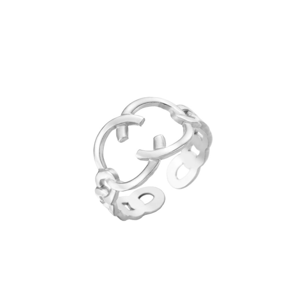 Stainless Steel Vintage  Cuff Rings for Women Girl Elegant Fashion New Non-fading Jewelry Lady Gift Party
