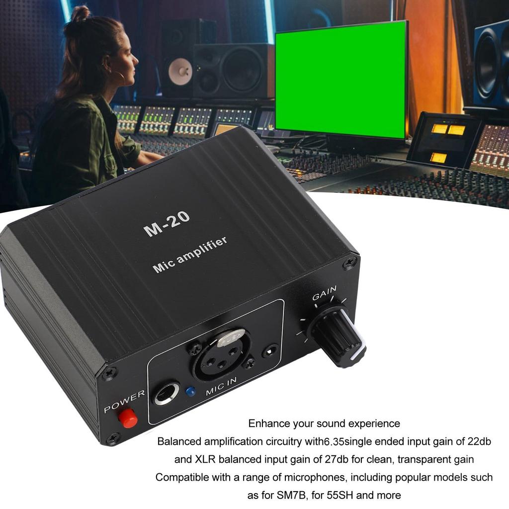 High Gain Microphone Preamp with 48V Phantom XLR and Low Noise for Dynamic and Condenser Microphones Power, Output,