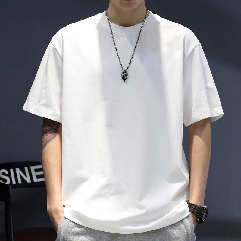 

Summer Round Neck Pure Cotton Top Fashionable Casual Solid Color Short Sleeved Men s T-shirts L
