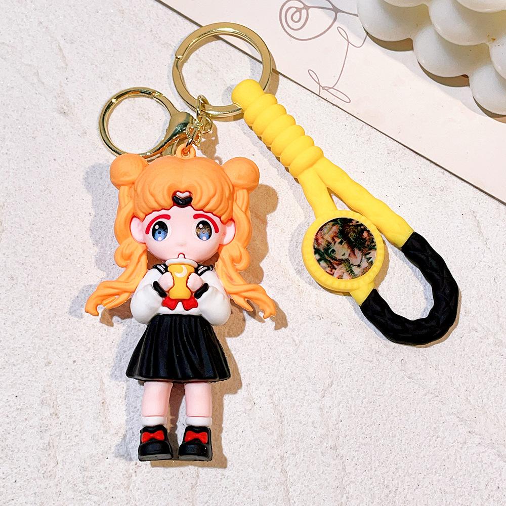 Anime Sailor Moon Figure Keychain Cartoon Cute Moon Cat Keyring Mars Jupiter Mercury Backpack Car Key Chain Christmas Gift