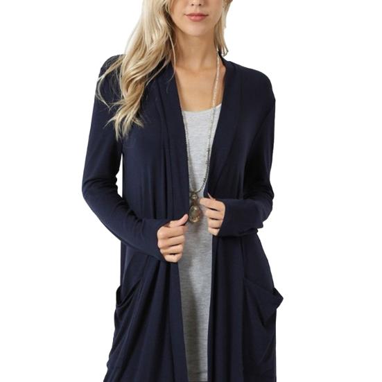 Kardigan damski oversize, gładki, luźny, dzianinowy, z długim rękawem, jako płaszcz