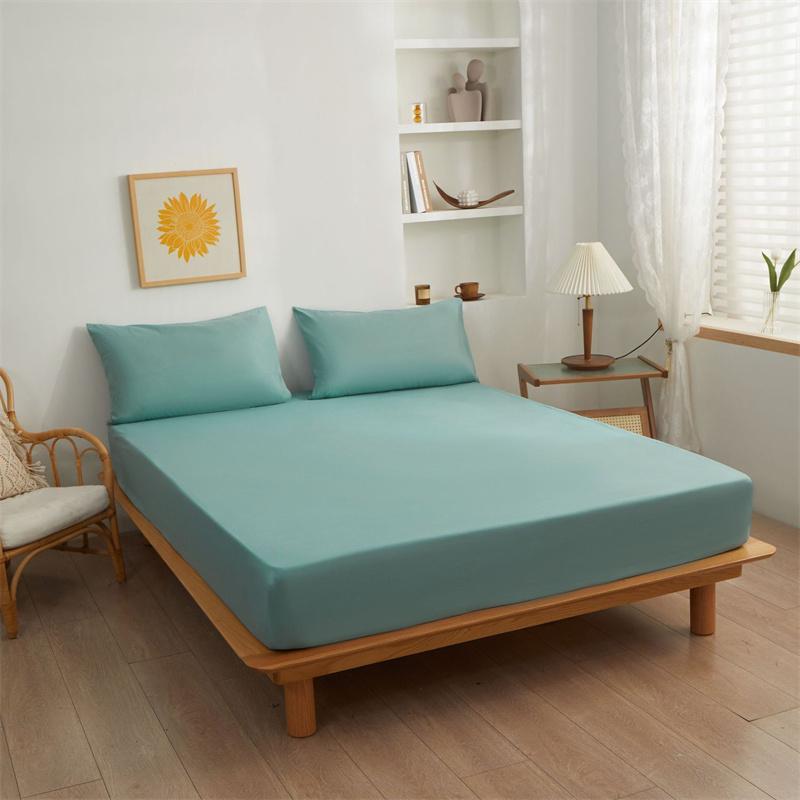 3PCS Bedding Set Fitted Bed Sheet With Elastic Band Solid Color Mattress Covers Protector For Single Double King Beds Single Double King Queen Beds