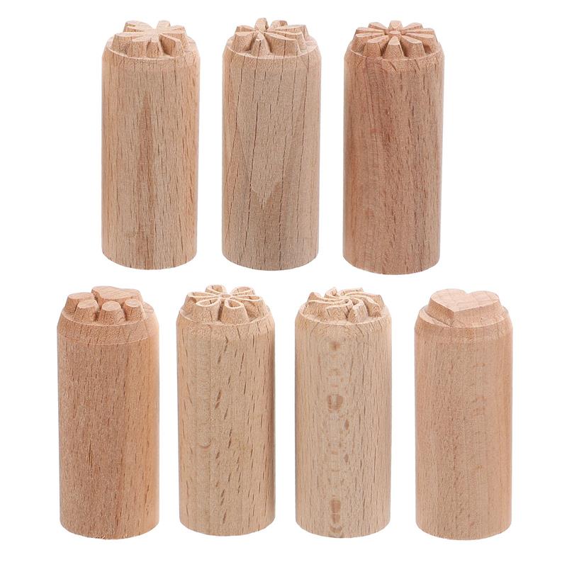 5/7 Stück Holz Ton Keramik Runde Form Druck Dekor Keramikwerkzeug Modellieren Handgeschnitztes Muster Runde Form Druck Dekor