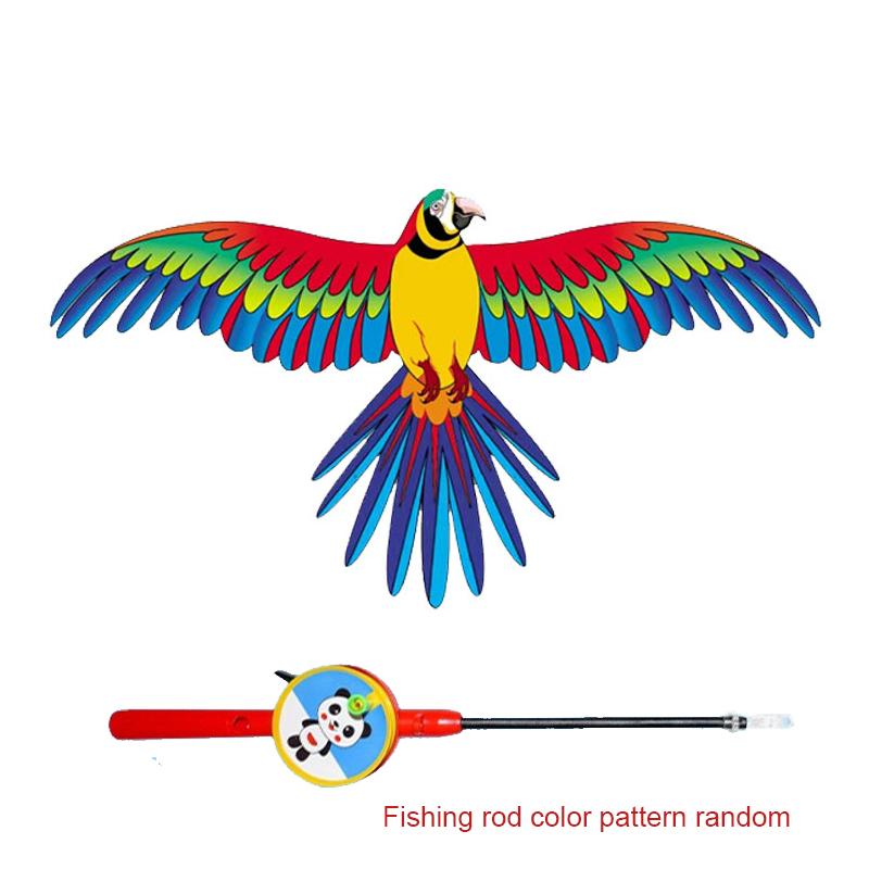 Non-Toxic Mini Fishing Rod Kite For Kids Vivid Butterfly Swallow Parrot Easy To Fly Goldfish Kites For Toddler Outdoor Beach Park Beginner