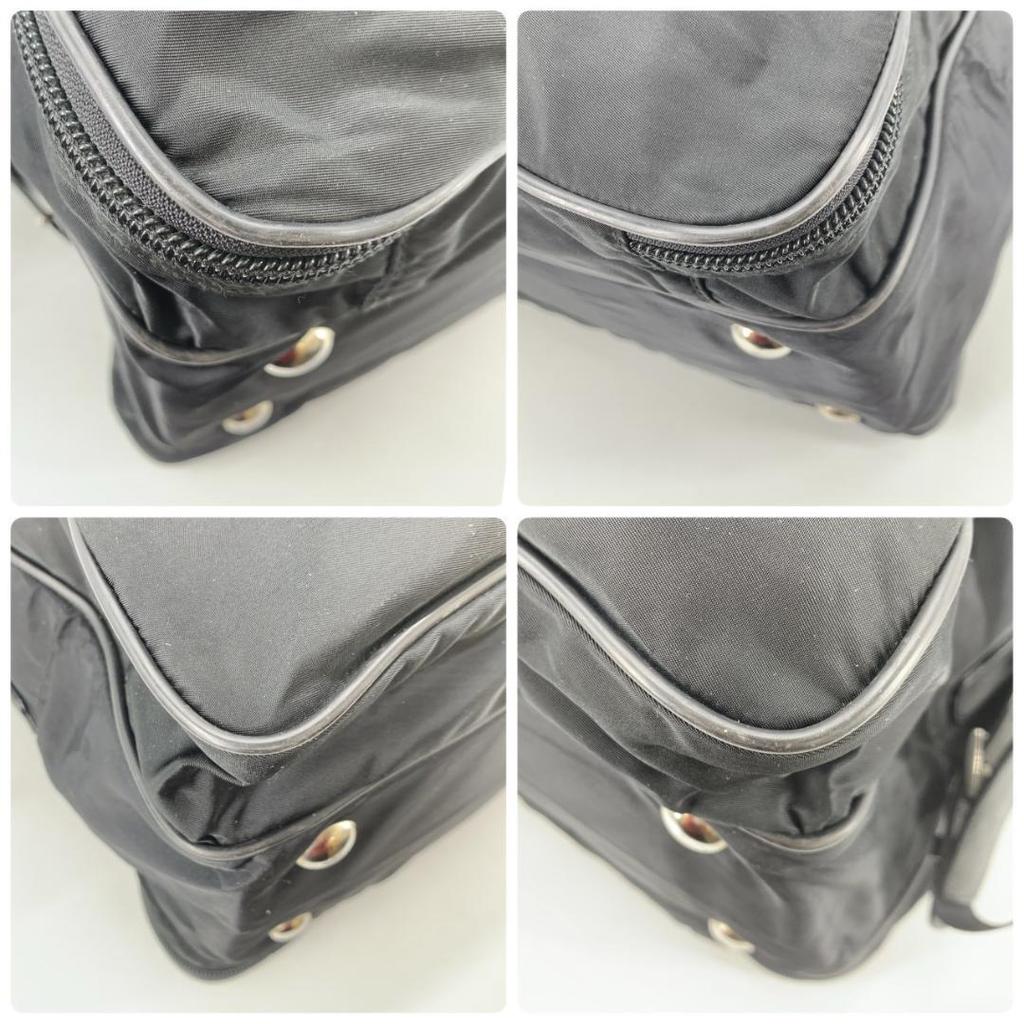 PRADA Boston Bag Travel Bag Shoulder Bag Large Logo Tessuto Nylon Saffiano Leather Black Triangle Logo Plate A4 Capacity 2WAY Men's