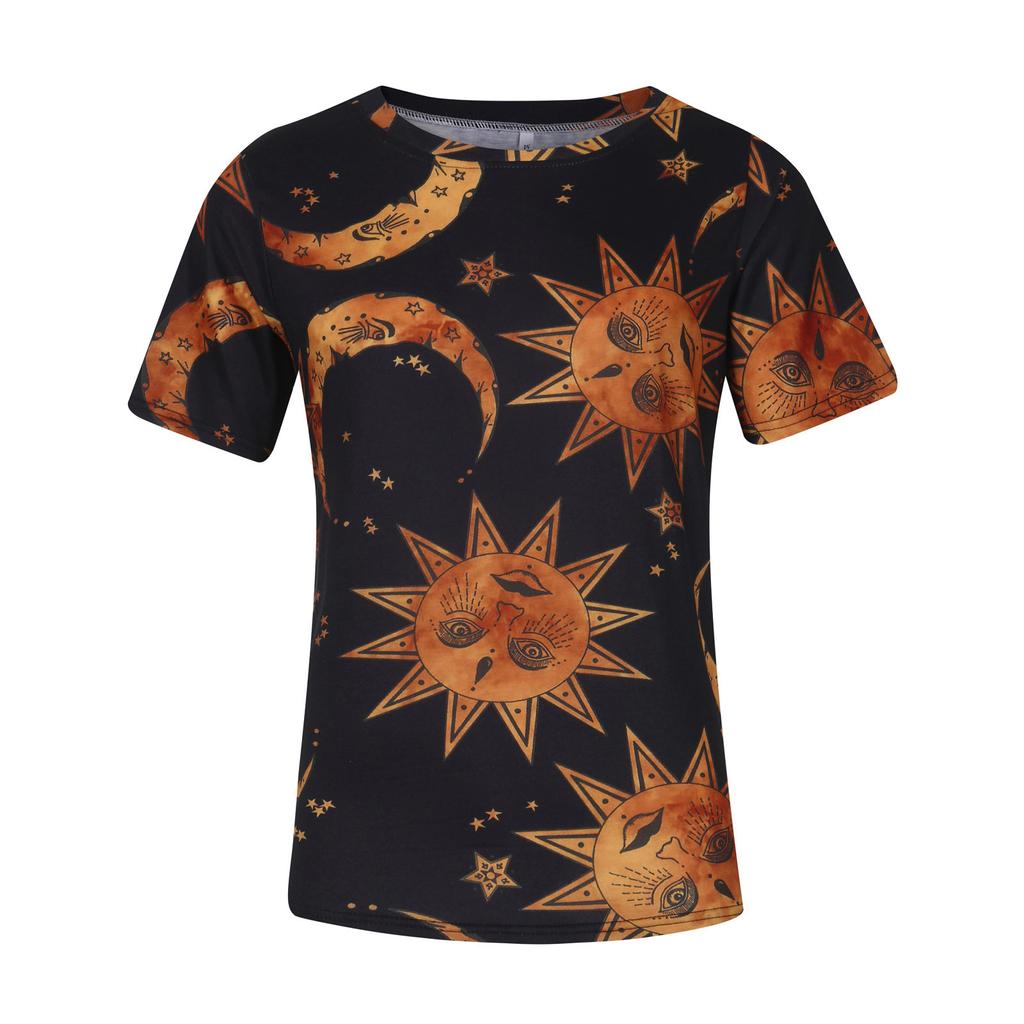 Pánská letní ležérní halenka s krátkým rukávem a kulatým výstřihem s 3D potiskem