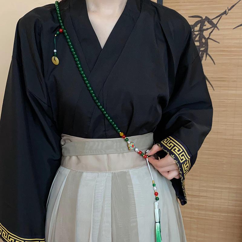 Zircon Glazed Bead Pearl Crystal Tassel Necklace Accessories High-end Fashion Clavicle Chain Necklace