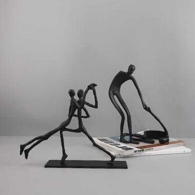 Creative Geometric Cast Iron Figure Sculpture Metal Craft Ornaments Couple Statue Metal Figurines Home Decoration Accessories