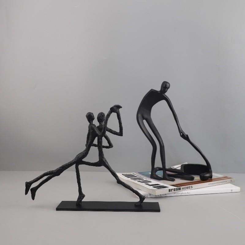 Kreative Geometrische Gusseisen Figur Skulptur Metallhandwerk Ornamente Paar Statue Metallfiguren Heimdekoration Zubehör