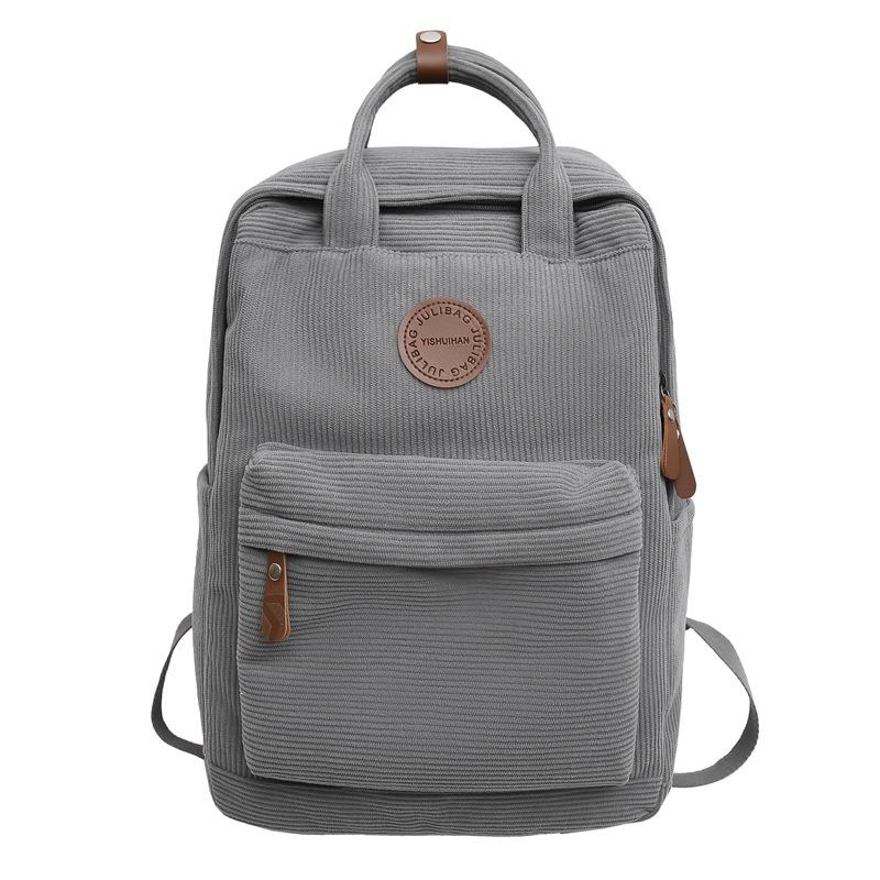 

Corduroy Hand-proposed Backpack for Foreign Trade New Korean Version Retro Canvas Backpack Casual Middle School Student School Bag
