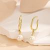 Earrings for gold ear white Miyabi Grace earrings women, cuffs, hoops, popular, painless, non-pierced earrings, swinging, large, pearls, large,