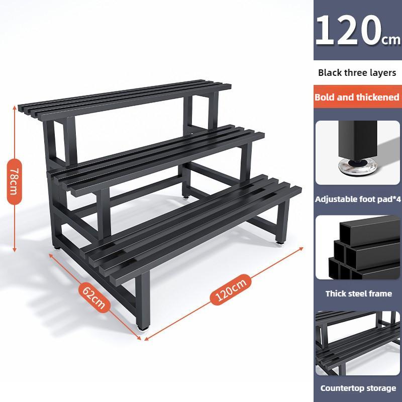 Stainless Steel Metal Flower Step Display Stands Balcony Flower Room Plant Rack Waterproof Multi-Layer Ladder Shelf